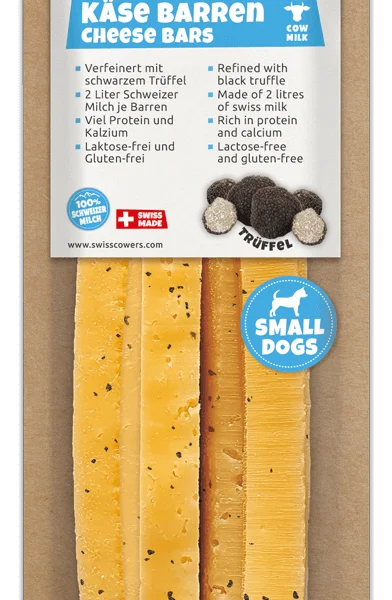 Bâtonnet de fromage pour chien à la truffe noire, taille S – SwissCowers Cheese Bars Truffle S