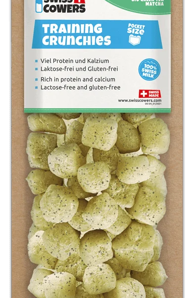Friandises d'entraînement pour chiens au fromage et au thé vert, 30 récompenses – SwissCowers Cheese Crunchies Training Energy Plus