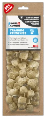 Friandises d’éducation au fromage pour chiens avec cumin noir et huile de coco, 30 récompenses – SwissCowers Cheese Crunchies Training Anti-Parasite