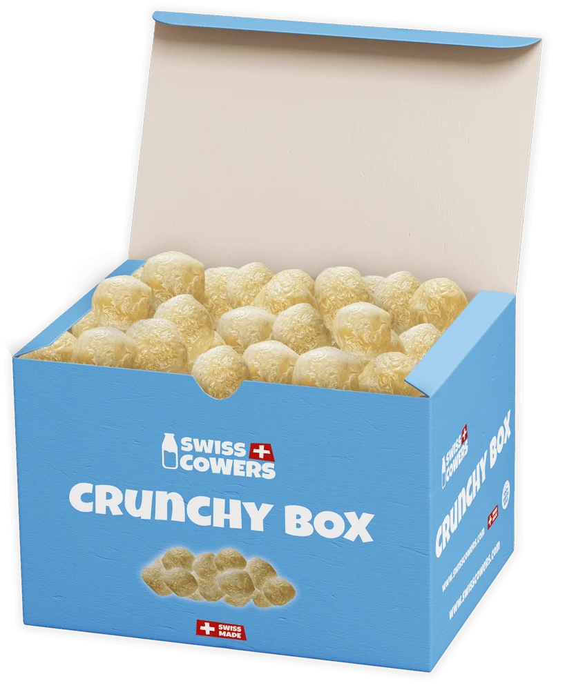 Friandises au fromage pour chiens, croustillantes, 118 récompenses – SwissCowers Cheese Crunchies Crunchy Box – Image 1