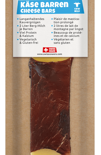Bâtonnet de fromage pour chiens au bœuf, sans lactose – SwissCowers Cheese Bars Black Angus L
