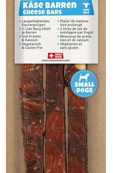 Bâtonnet de fromage pour chiens au bœuf, sans lactose – SwissCowers Cheese Bars Black Angus S