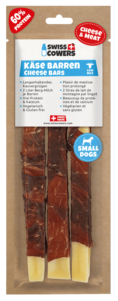 Kaasstaaf voor Honden met Rundvlees, Lactosevrij – SwissCowers Cheese Bars Black Angus S Bâtonnet de fromage pour chiens au bœuf, sans lactose – SwissCowers Cheese Bars Black Angus S