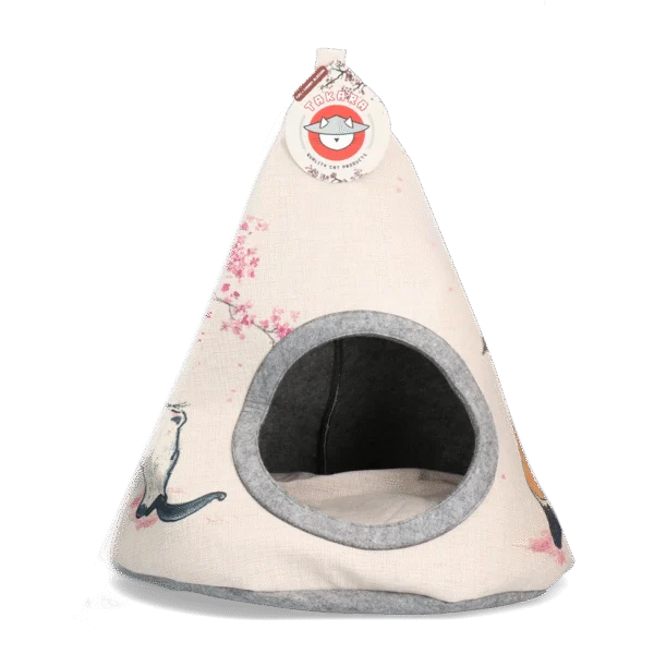 Tipi pour chat avec coussin, 42 x 56 cm – Takara Tipi Cherry Blossom