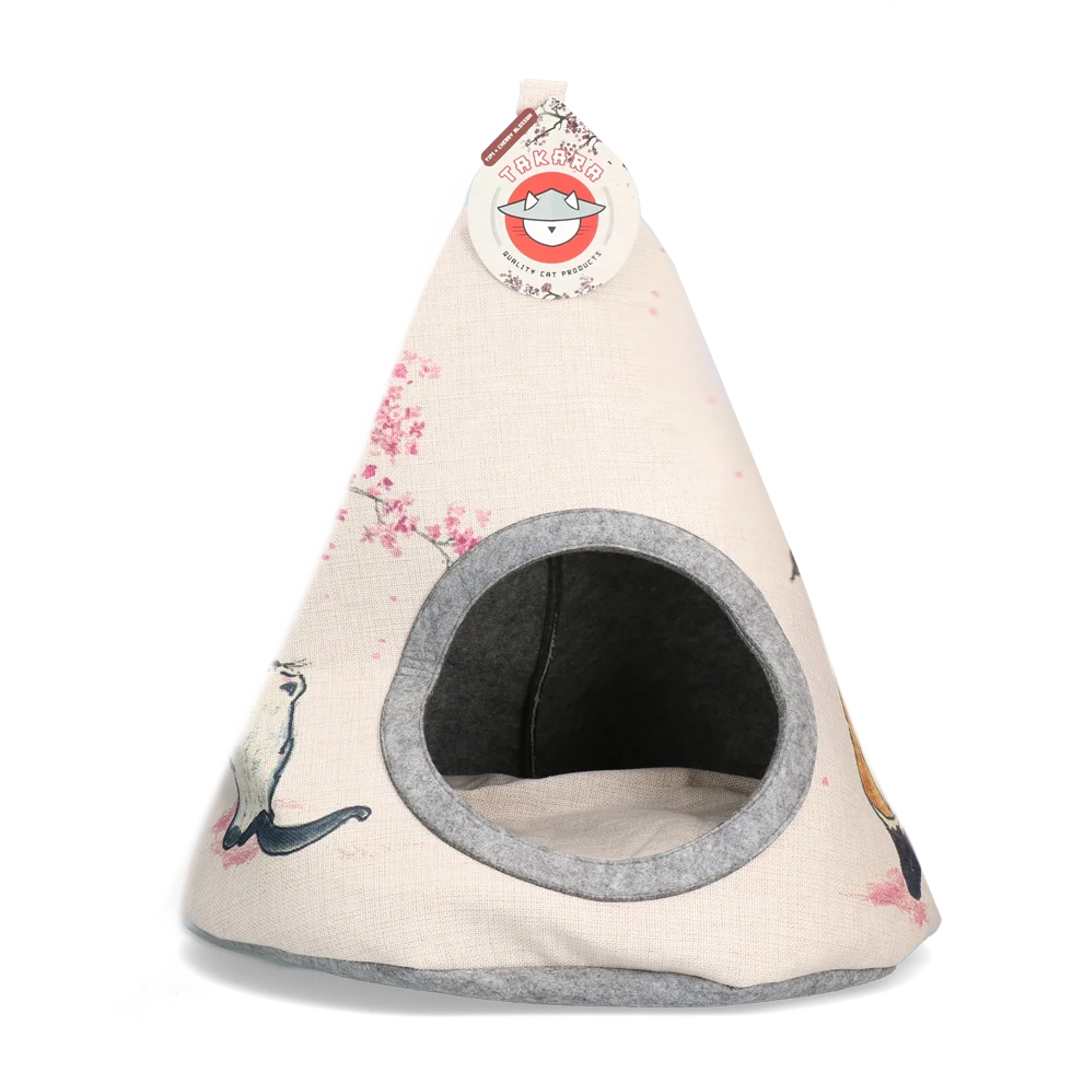 Tipi pour chat avec coussin, 42 x 56 cm – Takara Tipi Cherry Blossom – Image 1