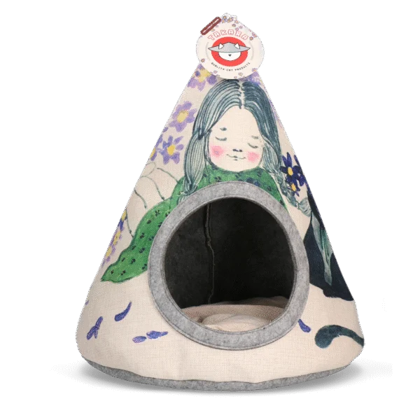 Tente tipi pour chat avec coussin, 42 x 56 cm – Takara Tipi Violet Flower