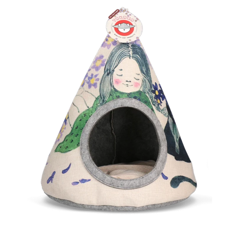 Tente tipi pour chat avec coussin, 42 x 56 cm – Takara Tipi Violet Flower