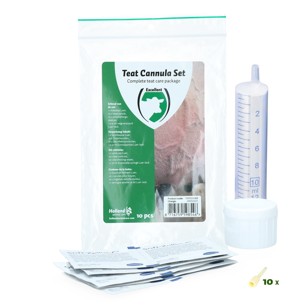 Set de canules pour trayons avec 10 canules et 10 lingettes désinfectantes – Image 1