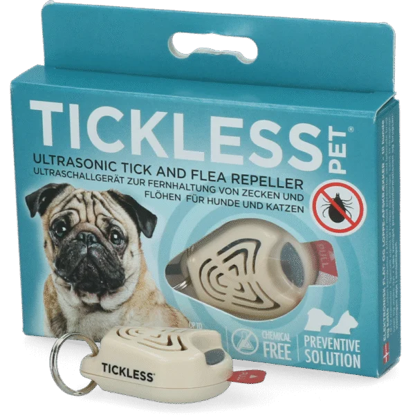 Répulsif à ultrasons contre les tiques et les puces pour chien et chat, beige – Tickless Pet