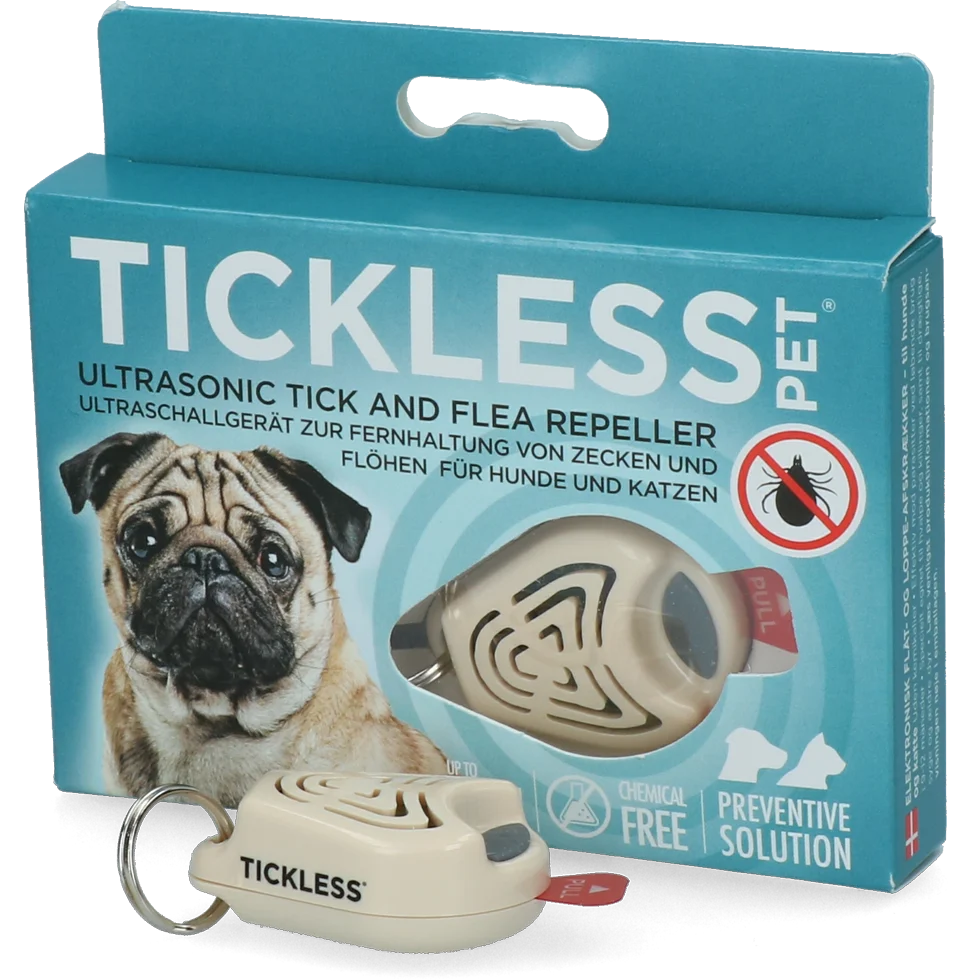 Répulsif à ultrasons contre les tiques et les puces pour chien et chat, beige – Tickless Pet – Image 1