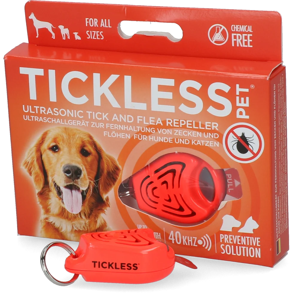Répulsif à tiques et puces pour chien et chat à ultrasons, orange – Tickless Pet – Image 1