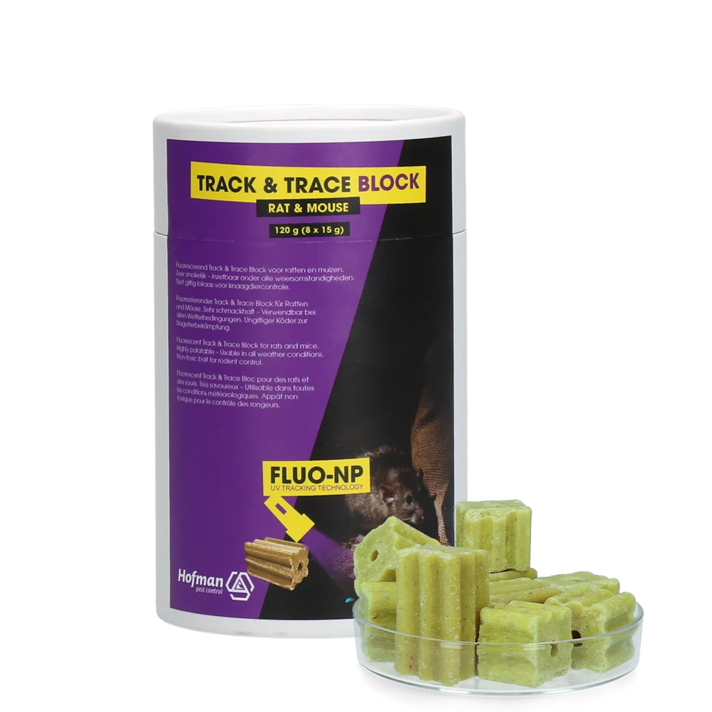 Bloc de suivi fluorescent pour souris et rats, 8 x 15 g – Fluo-NP Track & Trace Block – Image 1
