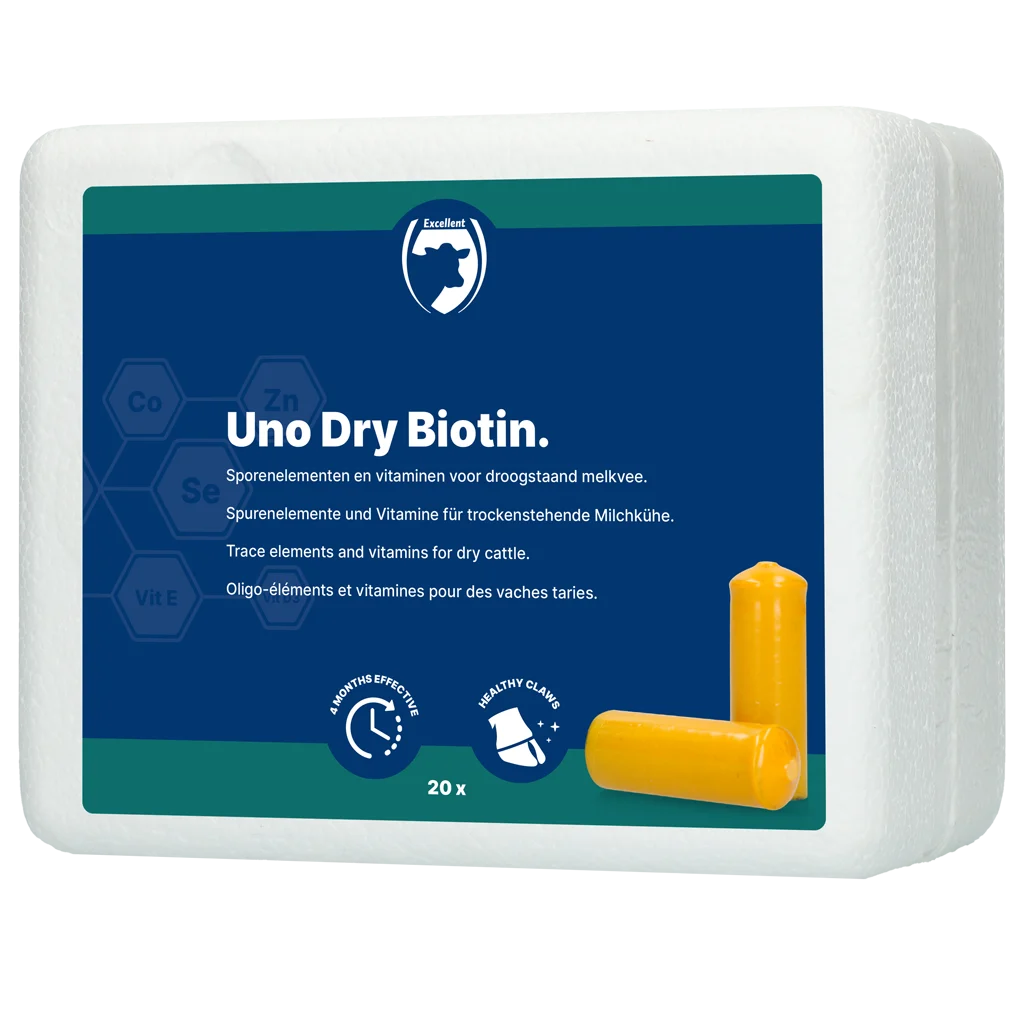Bolus de tarissement à la biotine pour bovins, 20 x 103 g – Excellent Uno Dry Biotin – Image 1