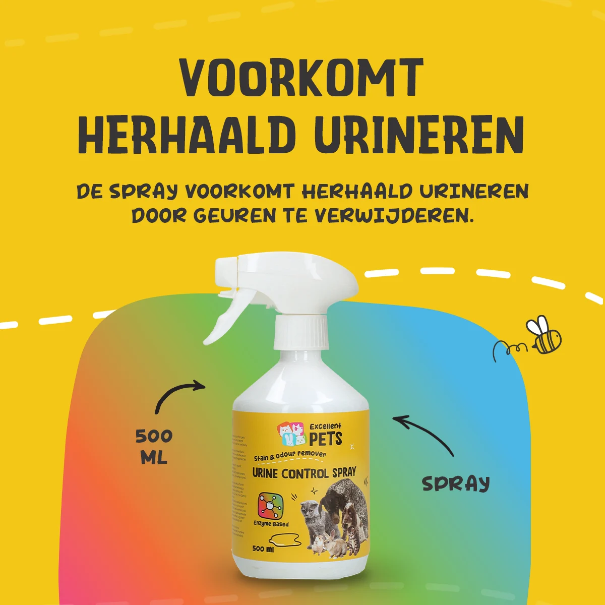 Spray contre les taches et les odeurs d’urine, 500 ml – Excellent Pets Urine Control Spray – Image 4