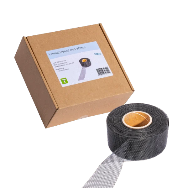 Bande de ventilation en acier inoxydable contre les nuisibles, noire, 30 m x 8 cm – VentiStrip