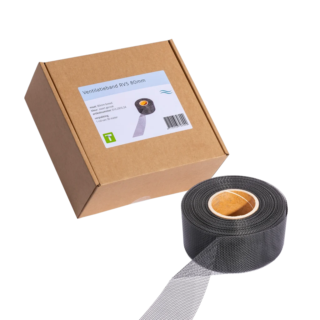 Bande de ventilation en acier inoxydable contre les nuisibles, noire, 30 m x 8 cm – VentiStrip – Image 1