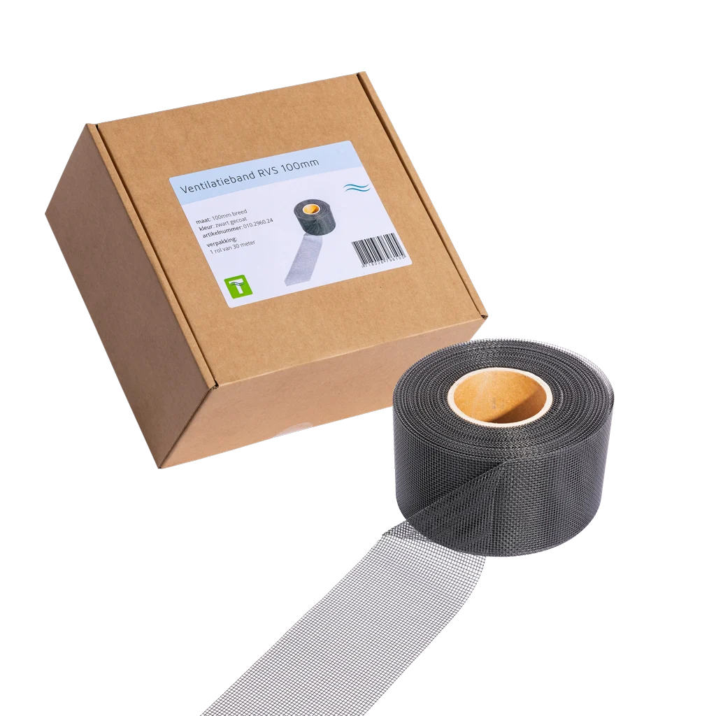 Bande de ventilation anti-nuisibles en acier inoxydable, noire, 30 m x 10 cm – VentiStrip – Image 1