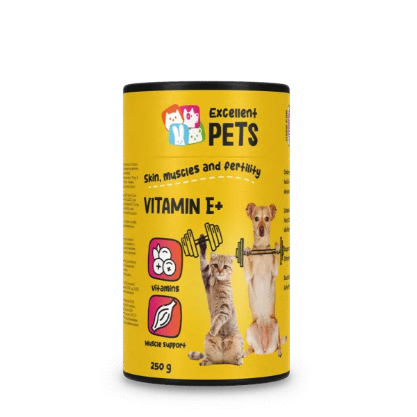 Poudre complémentaire pour chiens et chats avec vitamine E et sélénium, 250 g – Excellent Pets Vitamin E+