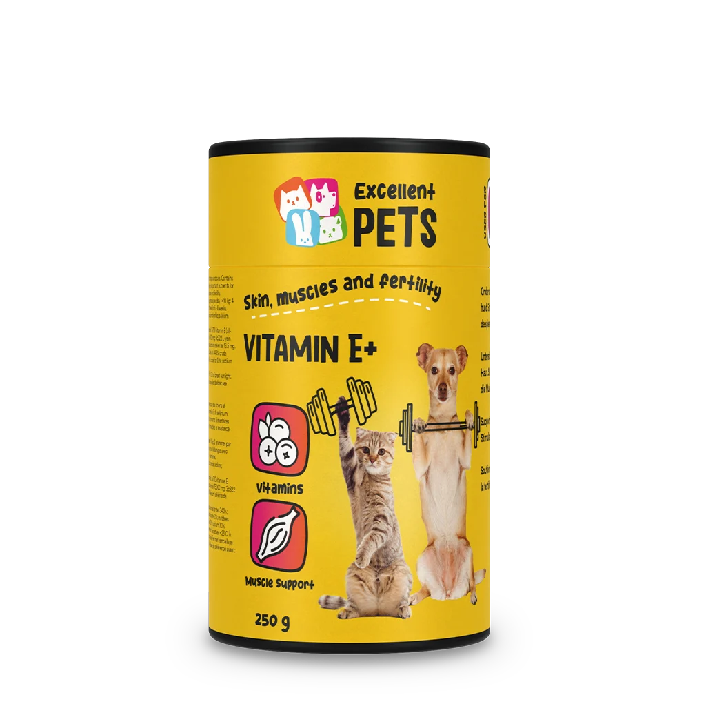 Poudre complémentaire pour chiens et chats avec vitamine E et sélénium, 250 g – Excellent Pets Vitamin E+ – Image 1