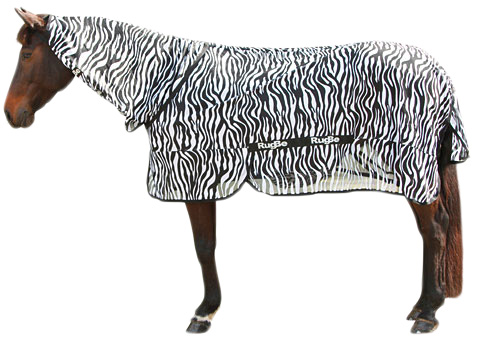 Couverture contre les mouches avec partie couvrant l’encolure et motif zébré, 205 cm