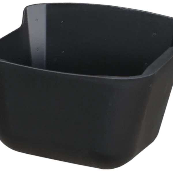 Mangeoire et abreuvoir en plastique noir avec rebord relevé, 15 l – Vplast