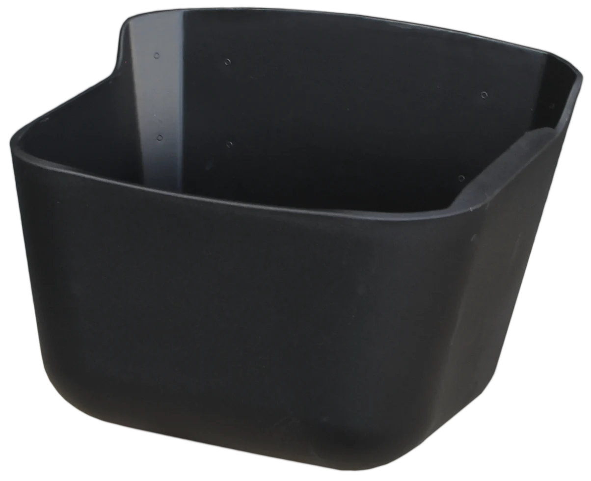 Mangeoire et abreuvoir en plastique noir avec rebord relevé, 15 l – Vplast – Image 1
