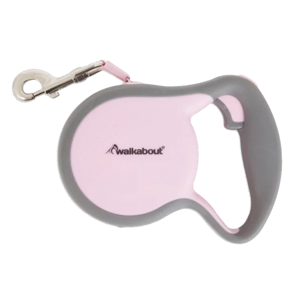 Laisse à enrouleur rose M, 4,9 m – Petmate Walkabout