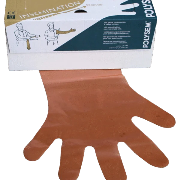 Gant jetable Vet en polyéthylène, orange, 92 cm, 100 pièces