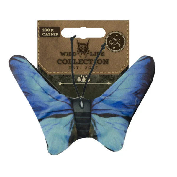 Papillon de jeu pour chat avec herbe à chat – Wild Life Collection Cat Papillon bleu