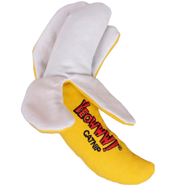 Banane à jouer pour chats, pelée et garnie d’herbe à chat, 18 cm – Yeowww! Chicata Banana Peeled