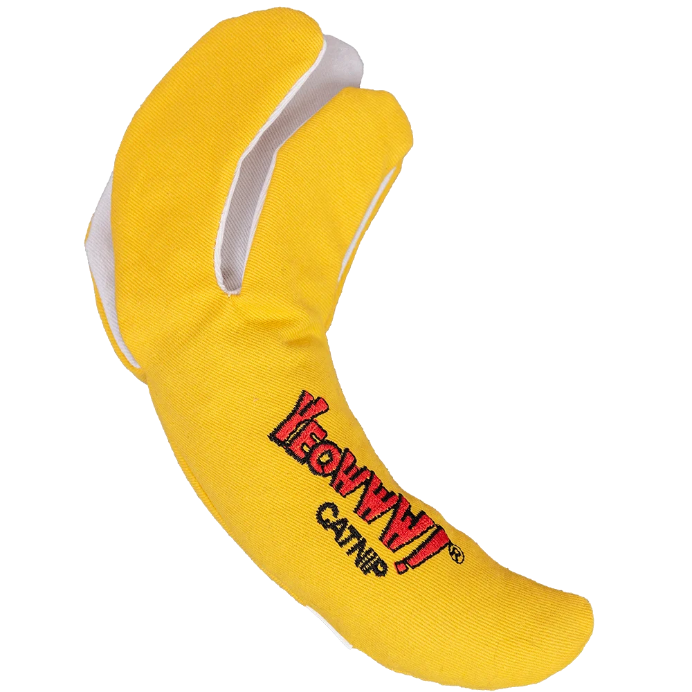 Banane à jouer pour chats, pelée et garnie d’herbe à chat, 18 cm – Yeowww! Chicata Banana Peeled – Image 2