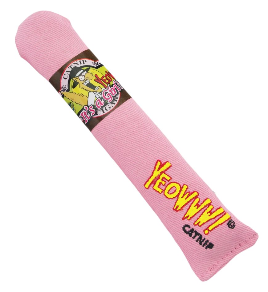 YEOW014E.png Cigare de jeu pour chats à la cataire, rose, 18 cm – Yeowww! Cigar – Image 1