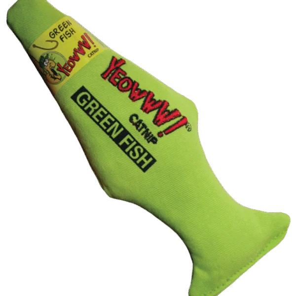 Poisson jouet pour chat avec herbe à chat, vert, 18 cm – Yeowww! Green Fish