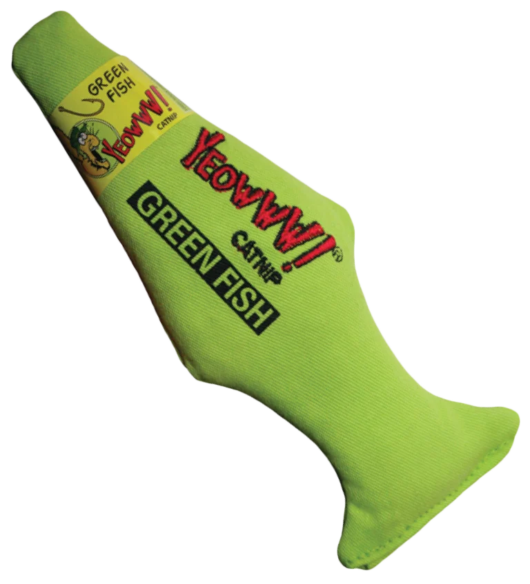 Poisson jouet pour chat avec herbe à chat, vert, 18 cm – Yeowww! Green Fish – Image 1