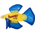Poisson jouet pour chats avec cataire et nageoires crépitantes, bleu, 17 x 12 cm – Yeowww! Mo Betta Fish