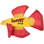 Poisson jouet pour chat avec herbe à chat et nageoires crépitantes, rouge, 17 x 12 cm – Yeowww! Mo Betta Fish