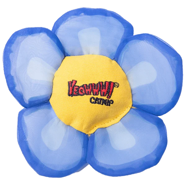 Fleur à jouer pour chats avec herbe à chat et pétales bruissants, bleue – Yeowww! Daisy's Flower Tops