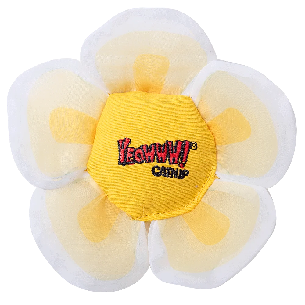 Fleur jouet pour chat avec herbe à chat et pétales crépitants, blanche – Yeowww! Daisy's Flower Tops – Image 1