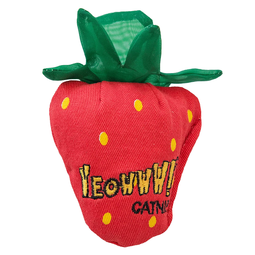 Jouet pour chat Fraise avec herbe à chat et feuilles crépitantes – Yeowww! Strawberry Original – Image 1