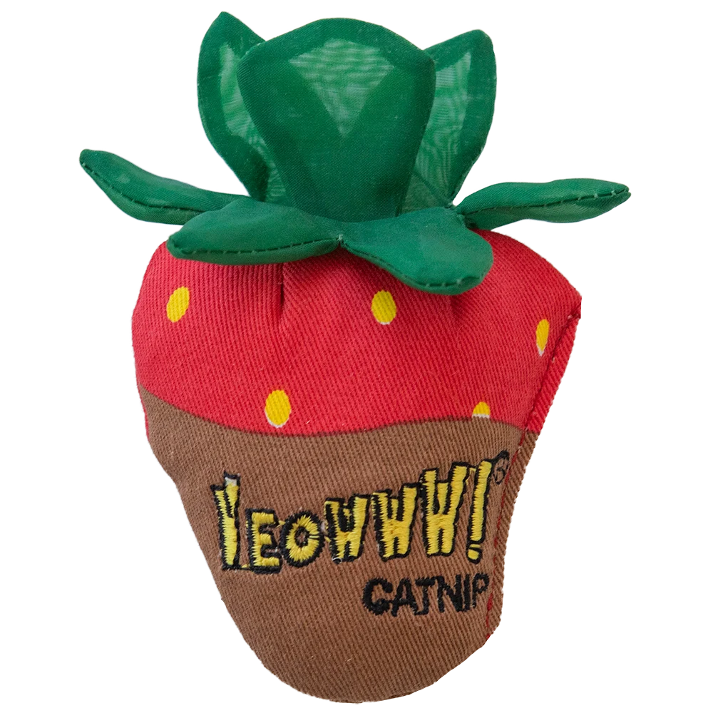 Jouet pour chat fraise avec herbe à chat et feuilles bruissantes – Yeowww! Strawberry Chocolate – Image 1