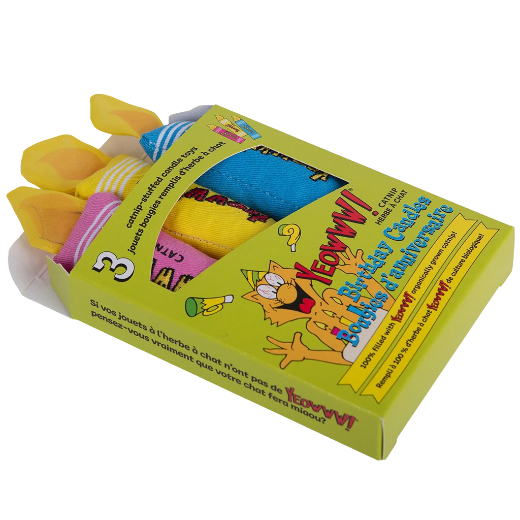 Jouets pour chat, bougies d’anniversaire à l’herbe à chat, 3 pièces – Yeowww! Birthday Candles – Image 3