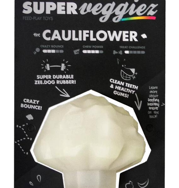 Jouet pour chien en TPR avec ouverture pour friandise, flottant – Zee.dog Super Veggiez The Cauliflower