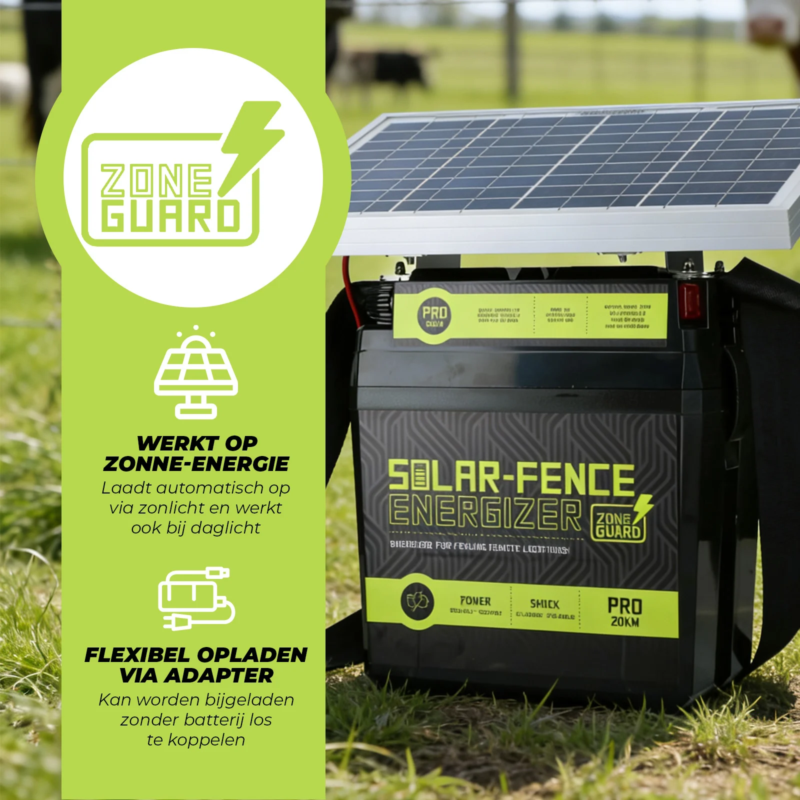 Électrificateur de clôture à énergie solaire – ZoneGuard Solar-Fence Energizer Pro 20 km – Image 2