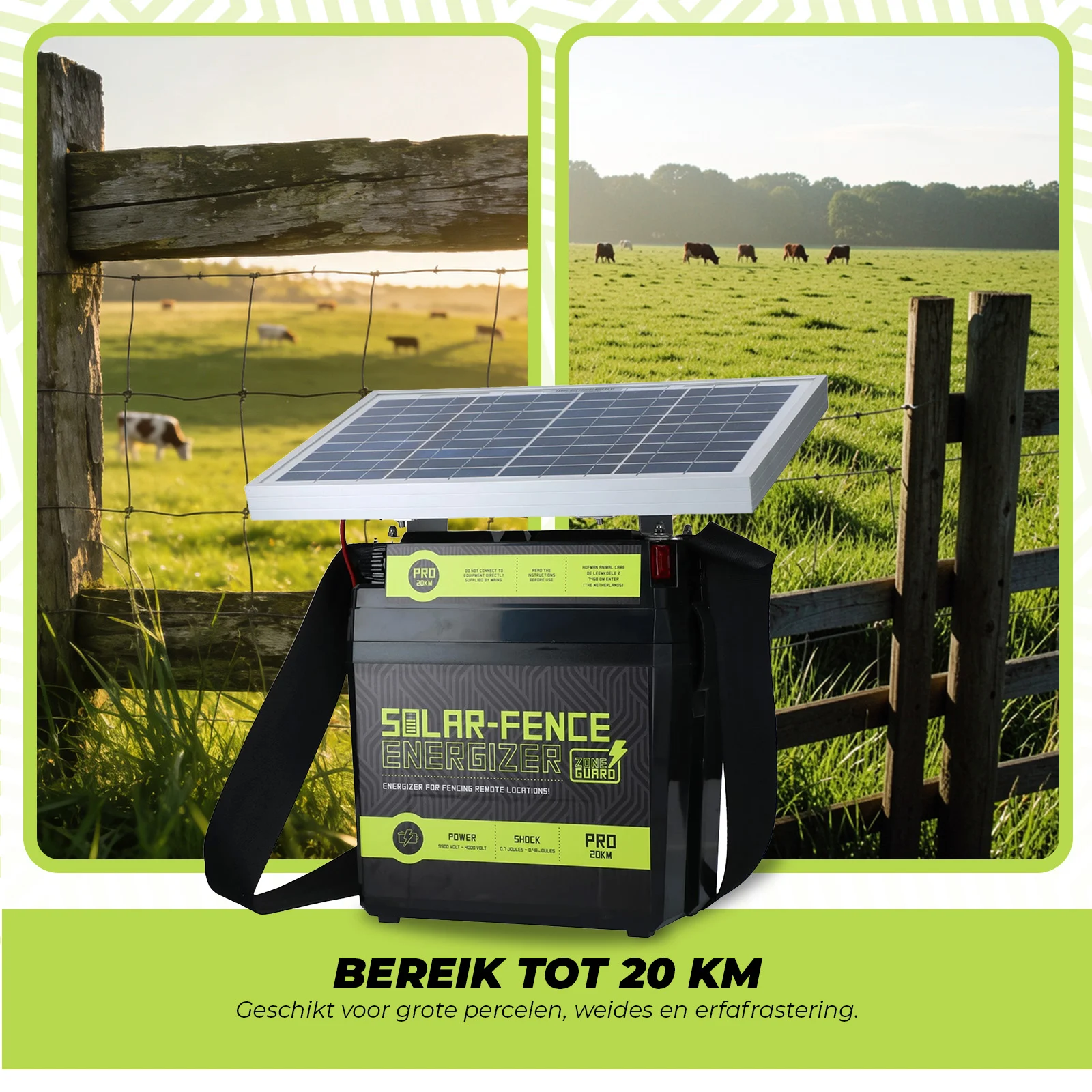 Électrificateur de clôture à énergie solaire – ZoneGuard Solar-Fence Energizer Pro 20 km – Image 3