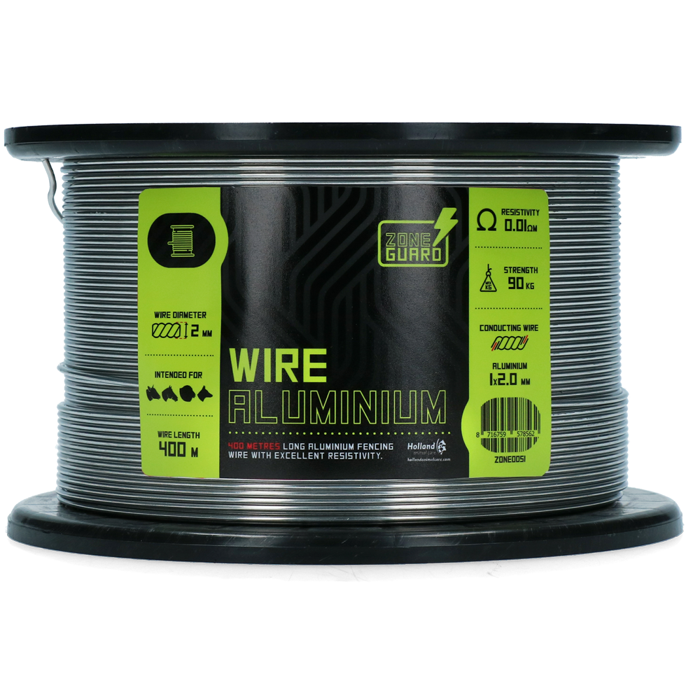 Schrikdraad van Aluminium 2 mm, 400 m – ZoneGuard Basic Fil électrifiable en aluminium 2 mm, 400 m – ZoneGuard Basic