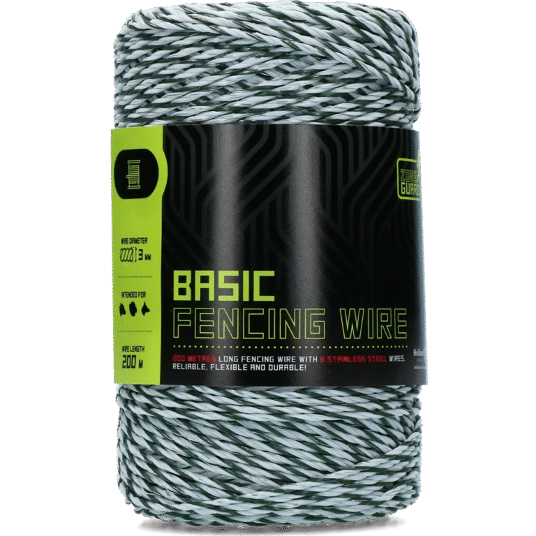 Fil de clôture 3 mm, blanc et vert foncé, 200 m – ZoneGuard Basic