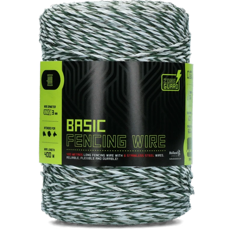 Fil de clôture 3 mm, blanc et vert foncé, 400 m – ZoneGuard Basic