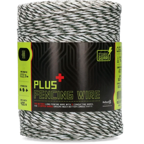 Fil électrifiable 3 mm, blanc et vert foncé, 400 m – ZoneGuard Plus