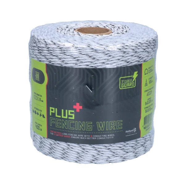 Fil électrifiable 3 mm, blanc et noir, 400 m – ZoneGuard Plus