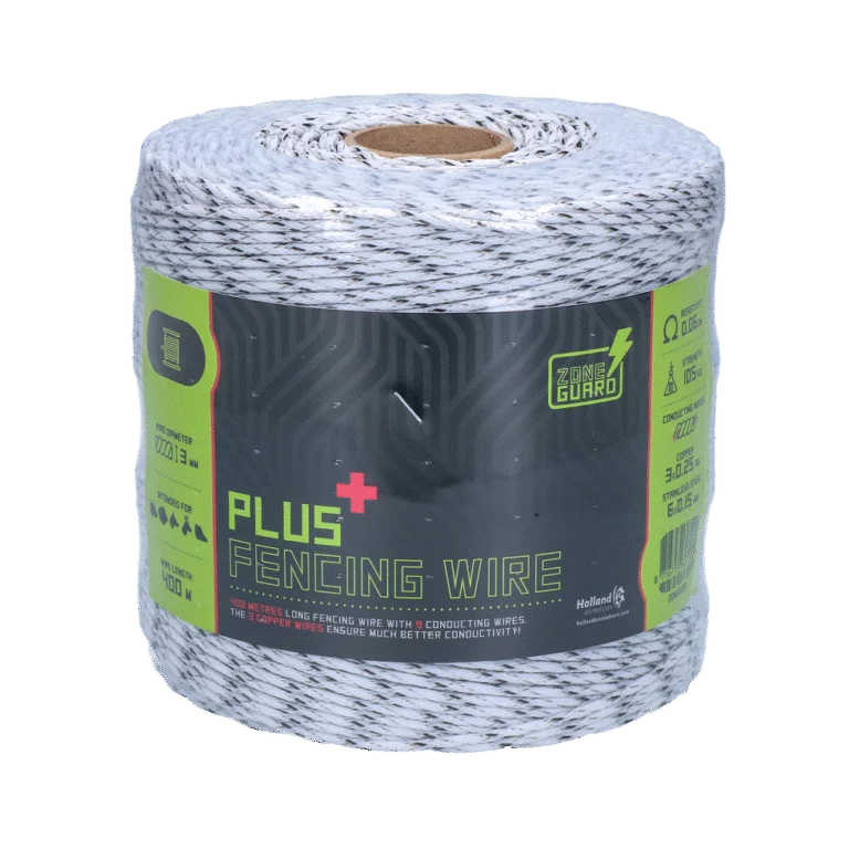 Fil électrifiable 3 mm, blanc et noir, 400 m – ZoneGuard Plus